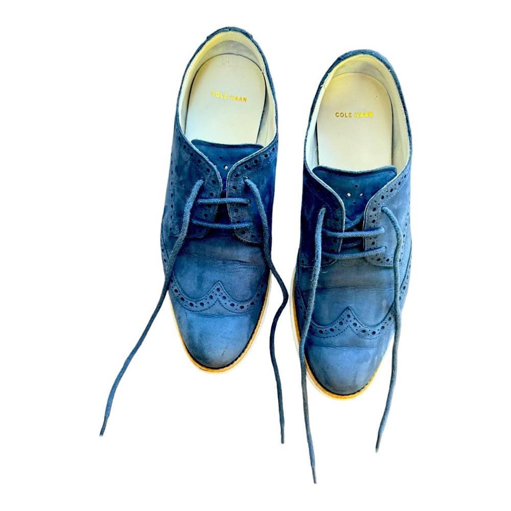 Cole Haan Blue Suede Wingtip Lace-Up Oxford